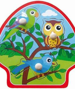 Ptaki drewniana układanka z uchwytami BabyMix