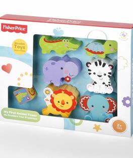 Piramida drewniana ze zwierzaków wieża gra 1+ Fisher Price