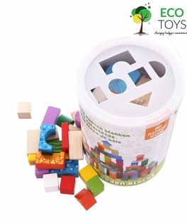 Klocki drewniane w tubie sorter 50szt ecoToys 