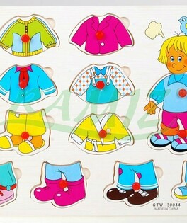 Drewniana układanka Ubrania puzzle z uchwytami Ramiz