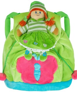 Plecak z laleczką do nauki ubierania zielony Beppe