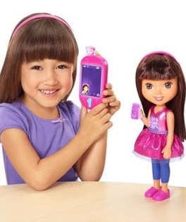 Mówiąca Dora i smartfon, jpolski i angielski, rozmowa z lalką Fisher Price
