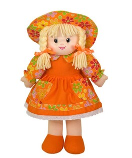 Lalka szmaciana nauka ubierania kwiecisty kapelusz pomarańcz 45cm