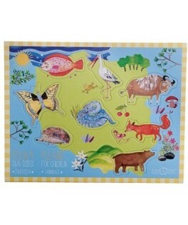 Puzzle z dziurką Zwięrzęta 1+Polska dla dzieci  ZuzuToys