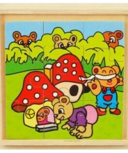 Misie w skrzynce drewniane puzzle 4 plansze BabyMix